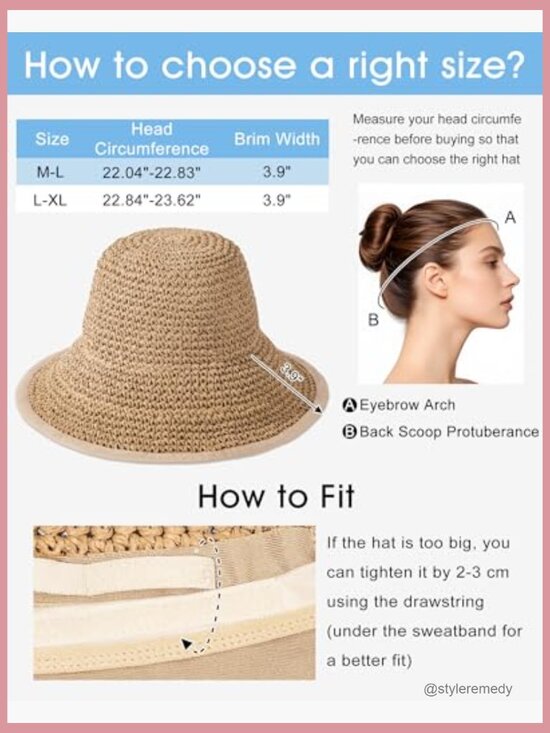 Wide Brim Straw Bucket Hat with UPF 50+ Sun Protection Foldable main image 7